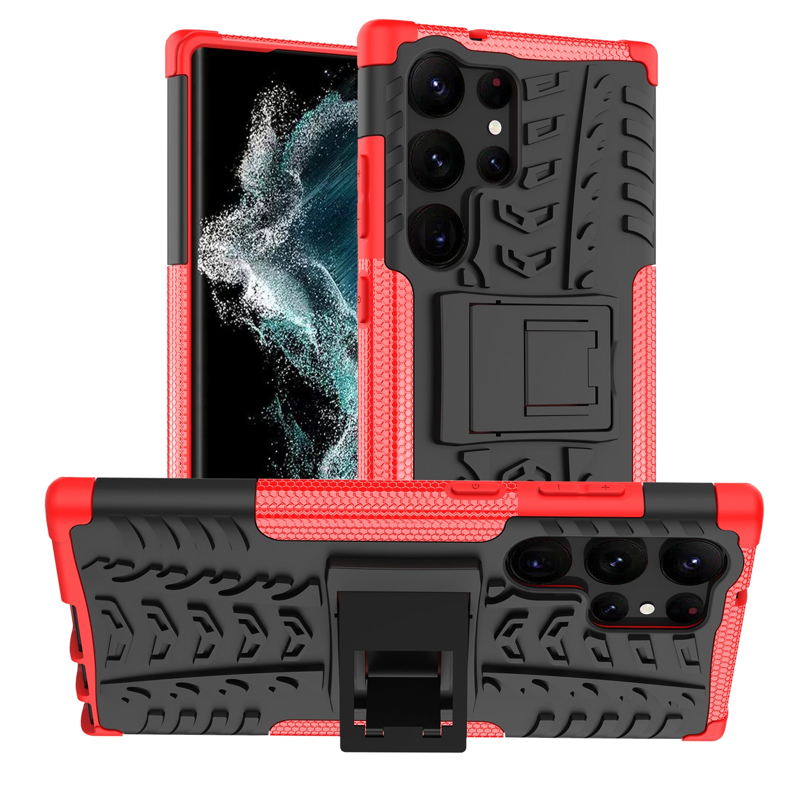 For Samsung Galaxy S23 Ultra Hard PC TPU Rugged Tire Pattern Kickstand Design Phone Case Back Cover For Samsung Galaxy S23 Ultra Hard PC TPU Rugged Tire Pattern Kickstand Design Phone Case Back Cover